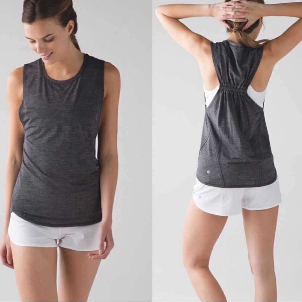Lululemon In A Cinch Tank Heathered Black Gray